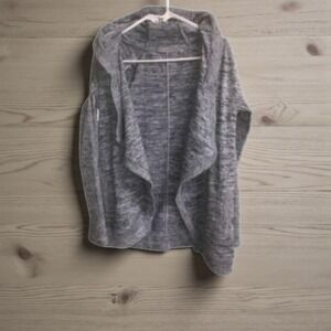 Athleta Grey Hooded Waterfall Open Cardigan XS Marled Knit Cozy